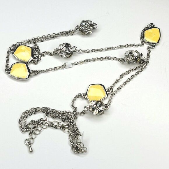 𝅺LIGHT Long Necklace with Crystals and Enamel Glazed Flat Beads - Picture 3 of 4